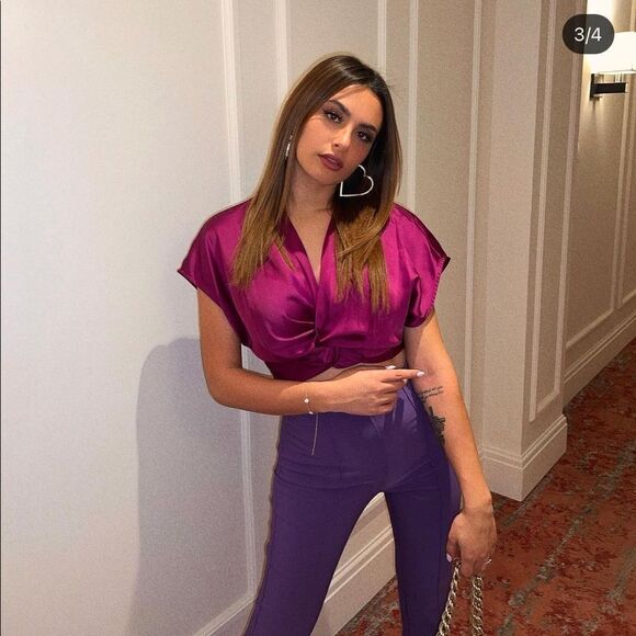 Zara Tops - Zara knotted satin effect top